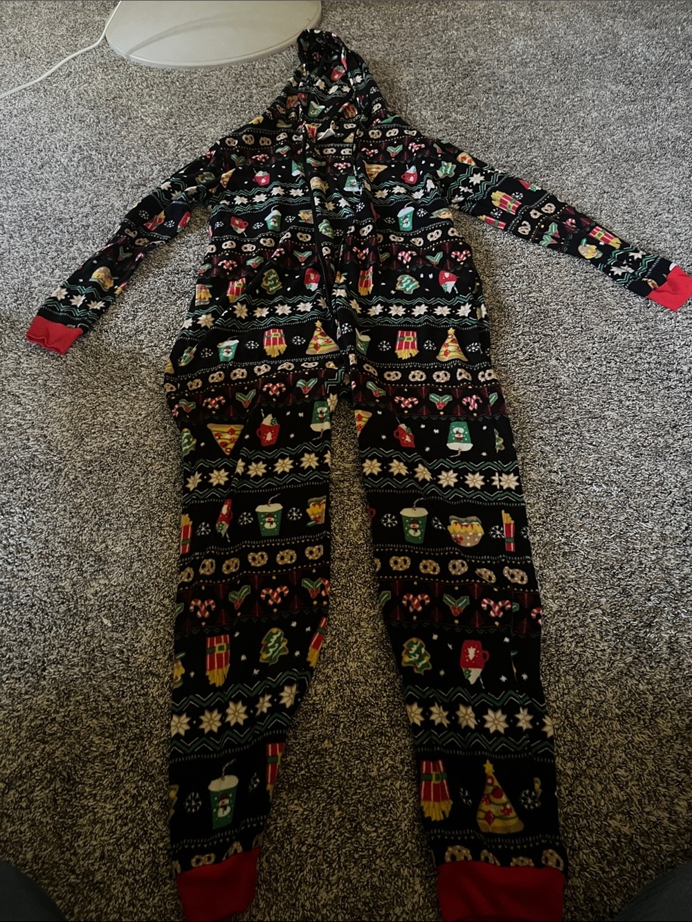 Black Holiday Onesie with Festive Print